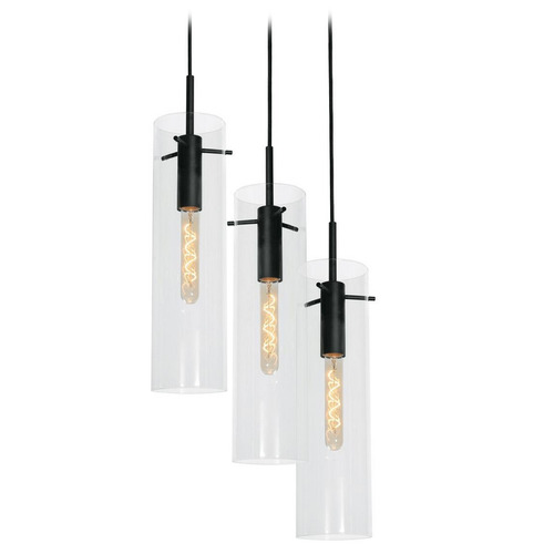 Afx Lighting Vista Black Multi-Light Pendant with Cylindrical Shade