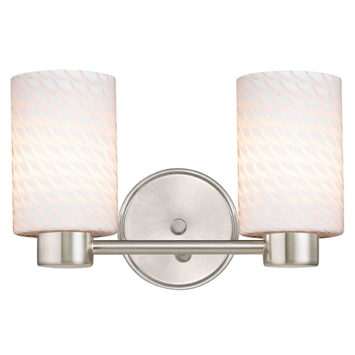 Aon Fuse Art Glass Satin Nickel Bathroom Light with Cylinder Glass