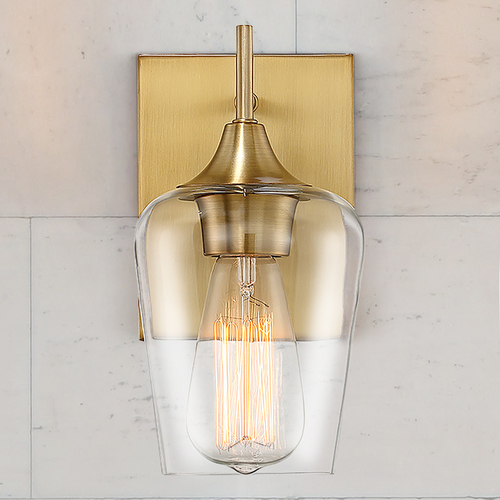 Savoy House Octave Wall Sconce in Warm Brass with Clear Glass 9-4030-1-322