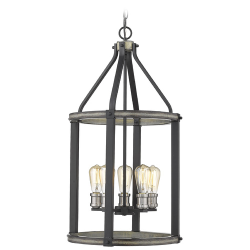 Z-Lite Kirkland Ashen Barnboard Pendant by Z-Lite 472-5P-ABB