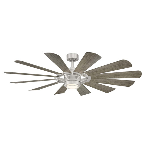 Modern Forms by WAC Lighting Modern Forms Wynd Mill Steel & Weathered Wood LED Ceiling Fan with Light FR-W2201-65L-ST/WW