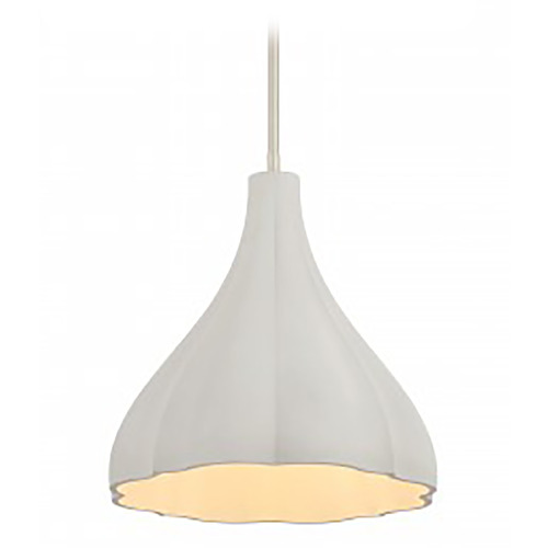 George Kovacs Sima Burnished Nickel Pendant Light with Scalloped Shade