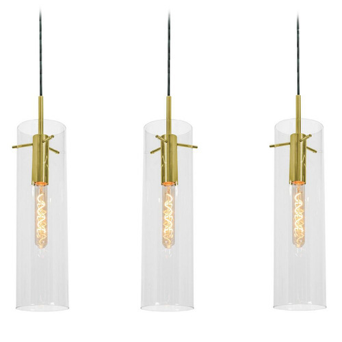 Afx Lighting Vista Light Antique Brass Multi-Light Pendant with Cylindrical Shade