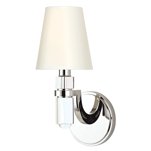 Modern Wall Sconce Light-Polished Nickel-Wrap Around Shade/Crystal Accents-FS 