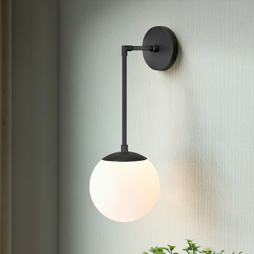 Hinkley Warby 21.75-Inch Adjustable Sconce in Black with Cased Opal Glass by Hinkley Lighting 3742BK-WH