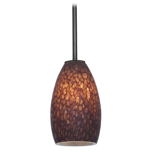 Access Lighting Modern Mini-Pendant Light with Brown Glass 28012-1R-ORB/BRST