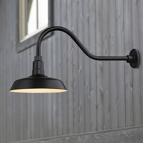 Black Gooseneck Barn Light with 12-Inch Shade