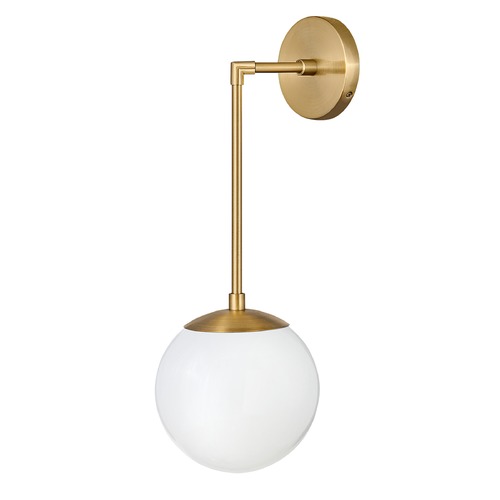 Hinkley Warby 21.75-Inch Adjustable Sconce in Heritage Brass with Opal Glass 3742HB-WH