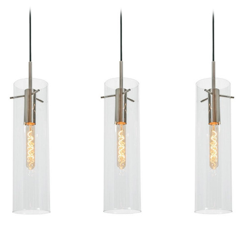 Afx Lighting Vista Satin Nickel Multi-Light Pendant with Cylindrical Shade