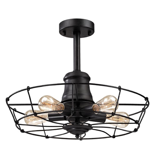 Elk Lighting Elk Lighting Glendora Wrought Iron Black Semi-Flushmount Light 14259/5