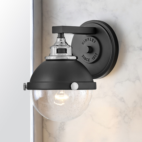 Fletcher Single Light Sconce in Black & Chrome by Hinkley Lighting