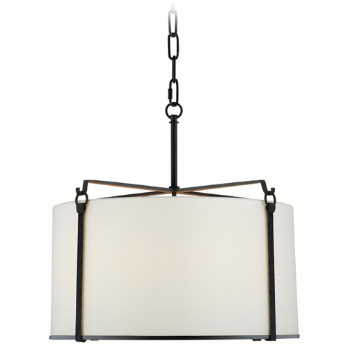 Visual Comfort Signature Collection Aspen Blackened Rust Pendant Light with Drum Shade