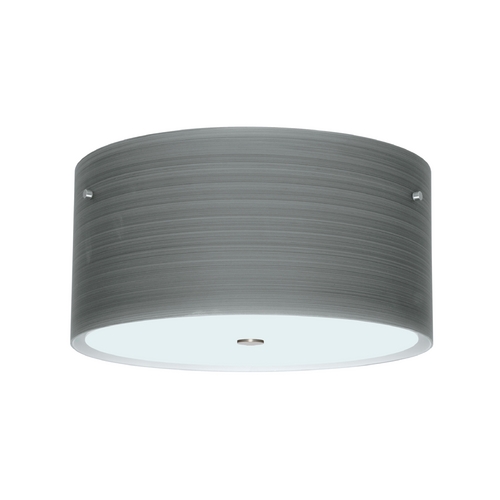 Besa Lighting Modern Flushmount Light Grey Glass Satin Nickel by Besa Lighting 1KM-4008TN-SN