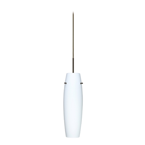 Besa Lighting Modern Pendant Light White Glass Bronze by Besa Lighting 1JT-489707-BR