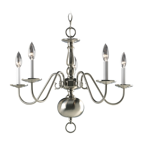 Progress Lighting Williamsburg 5-Light Chandelier in Satin Nickel ...