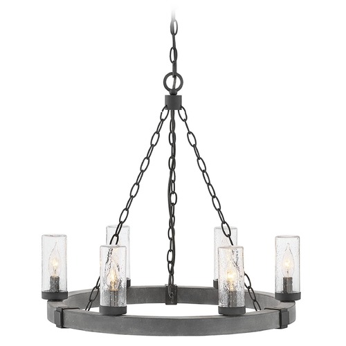 Sawyer 12V Outdoor Chandelier in Aged Zinc & Black by Hinkley Lighting