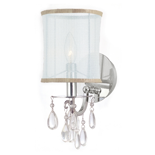 Sconce Wall Light with White Shade in Polished Chrome Finish