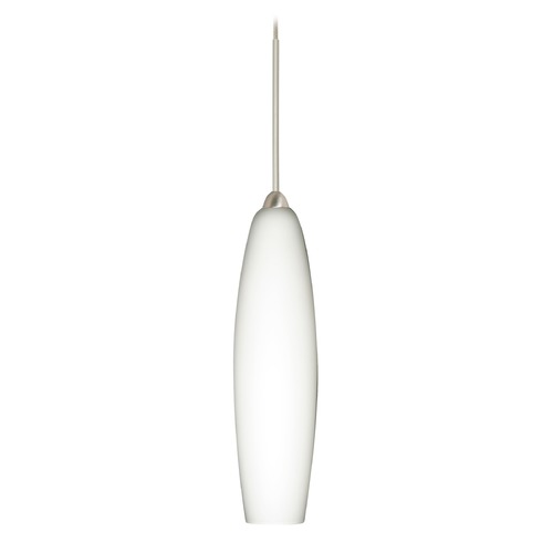 Besa Lighting Besa Lighting Zumi Satin Nickel LED Mini-Pendant Light with Oblong Shade 1XT-439507-LED-SN