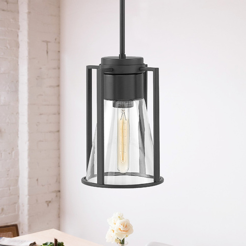 Hinkley Refinery 7.75-Inch Pendant in Black by Hinkley Lighting 63307BK-CL