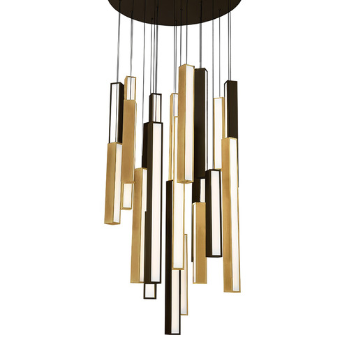 Modern Forms by WAC Lighting Chaos Black & Aged Brass LED Multi-Light Pendant by Modern Forms PD-64821R-BK/AB-BK