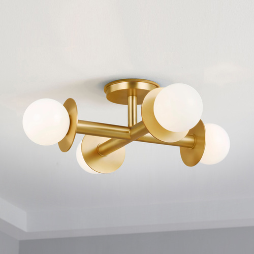 Kelly Wearstler Nodes 18-Inch Burnished Brass Semi-Flush Mount by Visual Comfort Studio