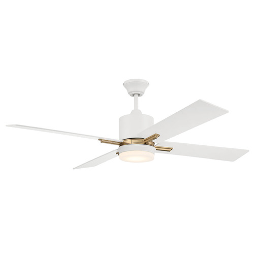 Craftmade Lighting Teana White & Satin Brass LED Ceiling Fan by Craftmade Lighting TEA52WSB4