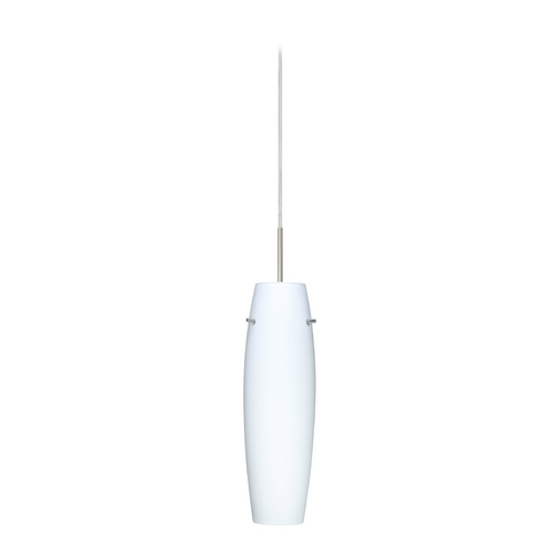 Modern Pendant Light White Glass Satin Nickel by Besa Lighting