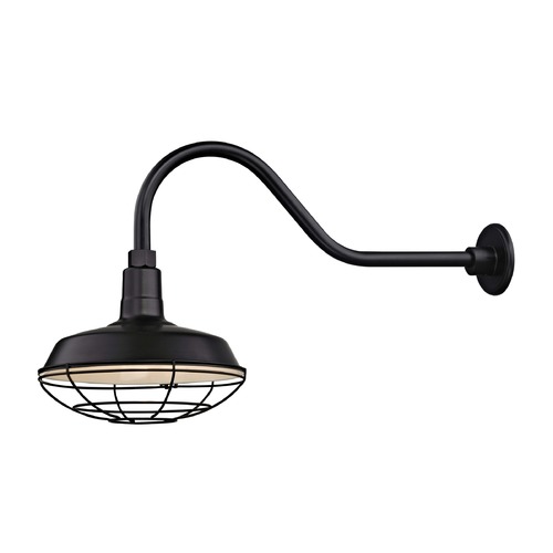 Recesso Black Gooseneck Barn Light with Caged Shade