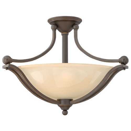 Hinkley Light Amber Seeded Glass Semi-Flushmount Light Bronze Hinkley 4669OB