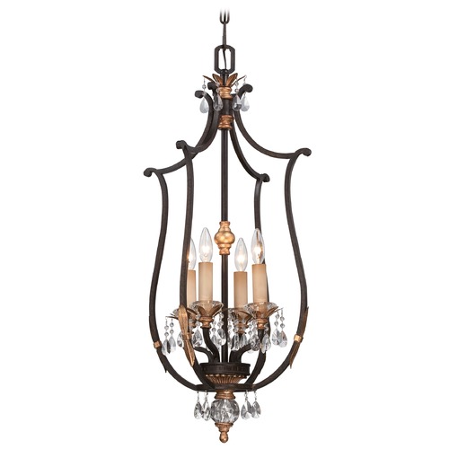 Bella Cristallo French Bronze with Gold Highlights Pendant by Metropolitan Lighting
