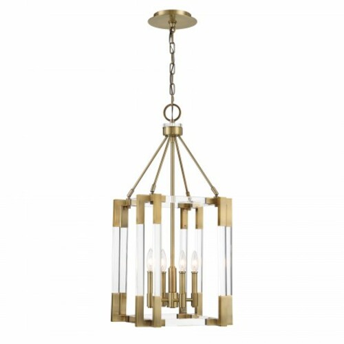 Prima Vista 4-Light Pendant in Aged Brass by Metropolitan Lighting