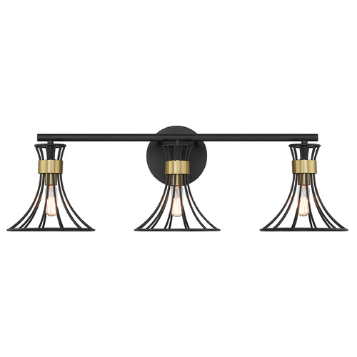 Savoy House Breur 28-Inch Bath Light in Matte Black & Warm Brass by Savoy House 8-6080-3-143