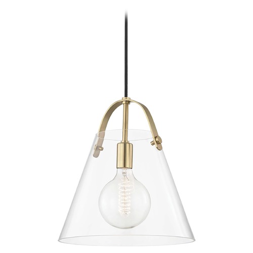 Mitzi by Hudson Valley Industrial Pendant Light Brass Mitzi Karin by Hudson Valley H162701L-AGB