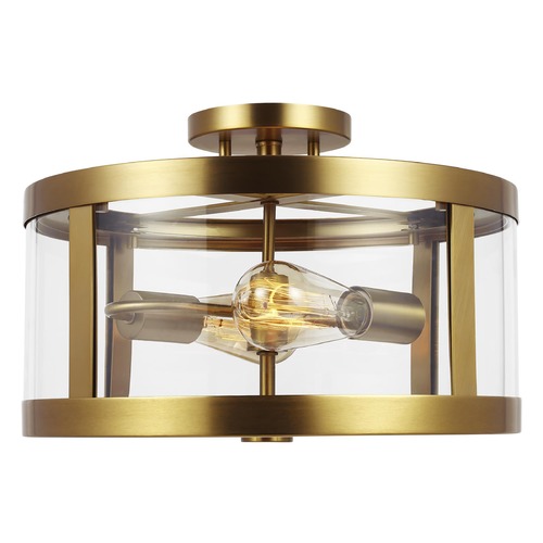 Visual Comfort Studio Collection Harrow 15-Inch Burnished Brass Semi Flush Mount by Visual Comfort Studio SF341BBS