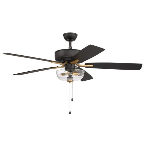 Craftmade Lighting Pro Plus 101 Flat Black & Satin Brass LED Ceiling Fan by Craftmade Lighting P101FBSB5-52BWNFB