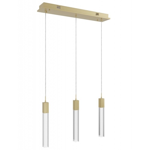 Glacier 3-Light LED Linear Pendant in Brass by Avenue Lighting