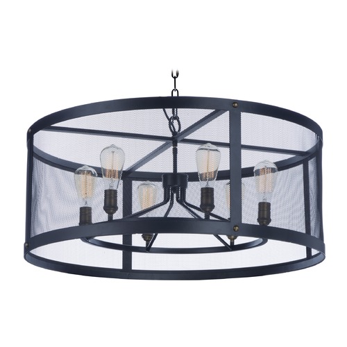 Maxim Lighting Maxim Lighting Palladium Black / Natural Aged Brass Pendant Light with Drum Shade 20115BKNAB/BUI