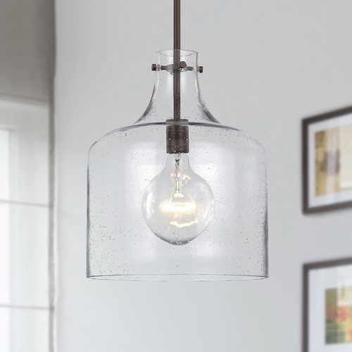 Crawford 11.75-Inch Seeded Glass Pendant in Bronze by HomePlace by Capital Lighting