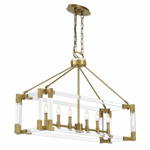 Prima Vista 6-Light Linear Light in Aged Antique Brass by Metropolitan