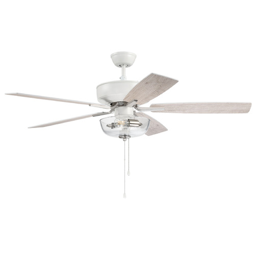 Craftmade Lighting Pro Plus 101 White & Polished Nickel LED Ceiling Fan by Craftmade Lighting P101WPLN5-52WWOK