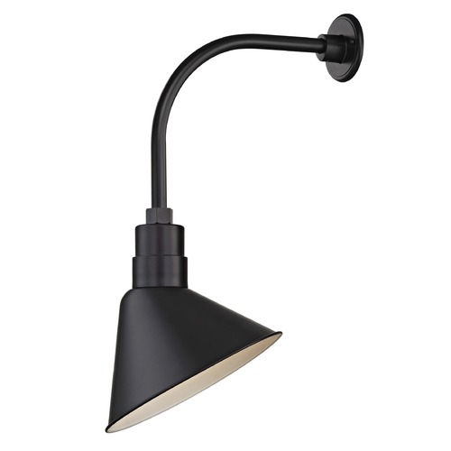 Recesso Lighting by Dolan Designs Black Gooseneck Barn Light with 12-Inch Scoop Shade BL-ARML-BLK/BL-SH12S-BLK