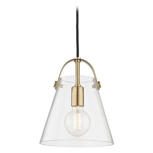 Mitzi by Hudson Valley Industrial Pendant Light Brass Mitzi Karin by Hudson Valley H162701S-AGB