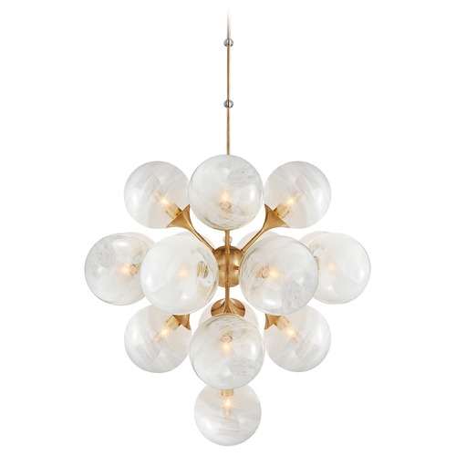 Aerin Cristol Large Chandelier in Antique Brass by Visual Comfort Signature