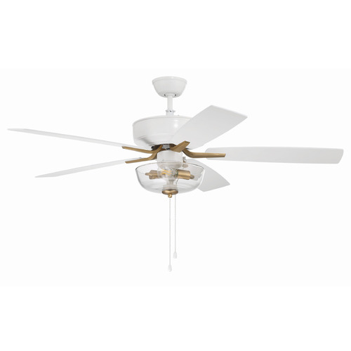 Craftmade Lighting Pro Plus 101 White & Satin Brass LED Ceiling Fan by Craftmade Lighting P101WSB5-52WWOK