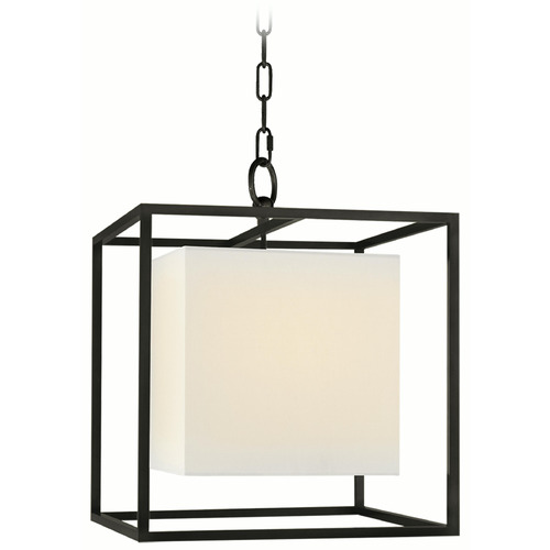 Visual Comfort Signature Collection Visual Comfort Signature Collection Caged Bronze Pendant Light with Square Shade SC5159BZ-L