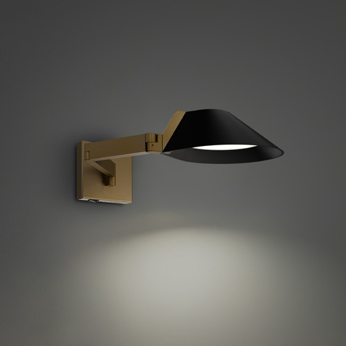 Modern Forms Pavilion Black & Aged Brass LED Swing Arm Lamp