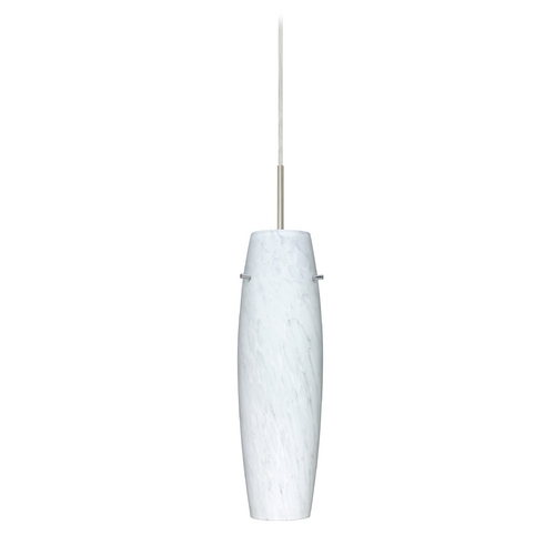 Modern Pendant Light White Glass Satin Nickel by Besa Lighting