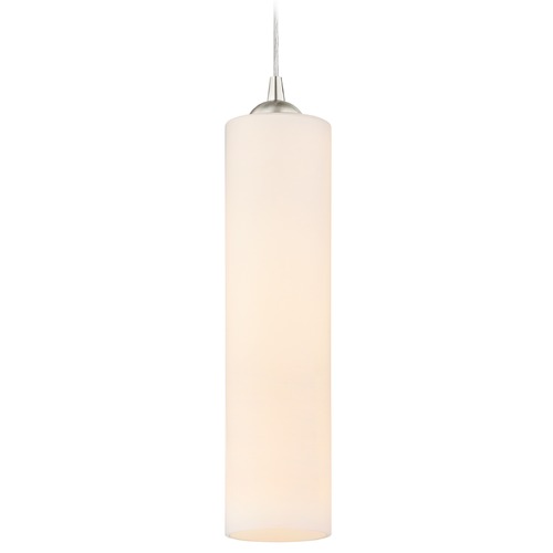 White Glass Mini-Pendant Satin Nickel