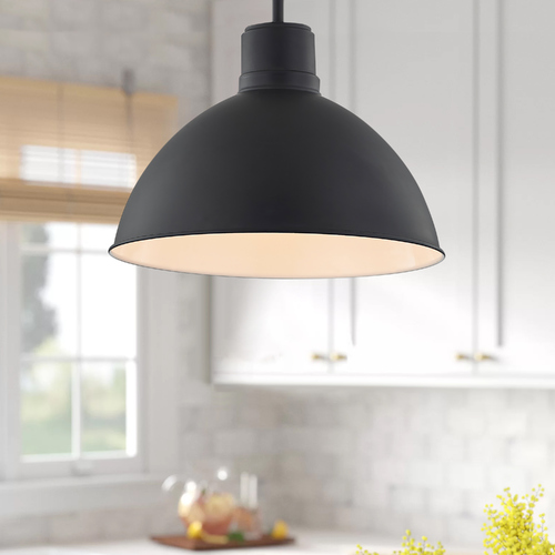 Design Classics Lighting Indy Dome Pendant Light Matte Black 1905-07