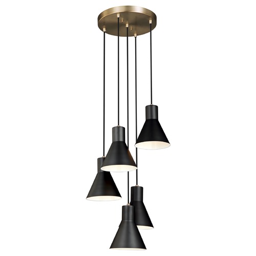 Generation Lighting Towner 5-Light Multi-Port in Satin Brass & Black by Generation Lighting 5141305-848